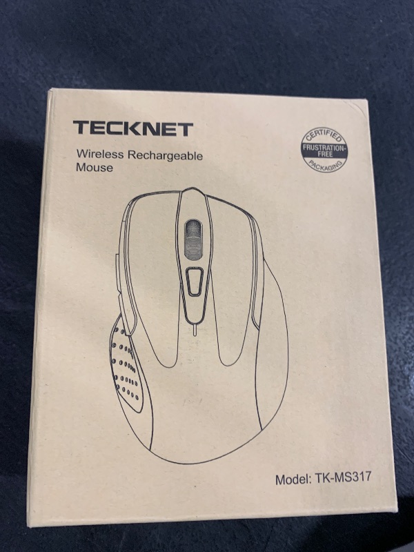 Photo 1 of TECKNET Wireless Mouse (BT5.0/3.0 & 2.4G) Rechargeable 4800 DPI Silent USB A & Bluetooth Mouse 6 Buttons, Wide Compatibility - Grey