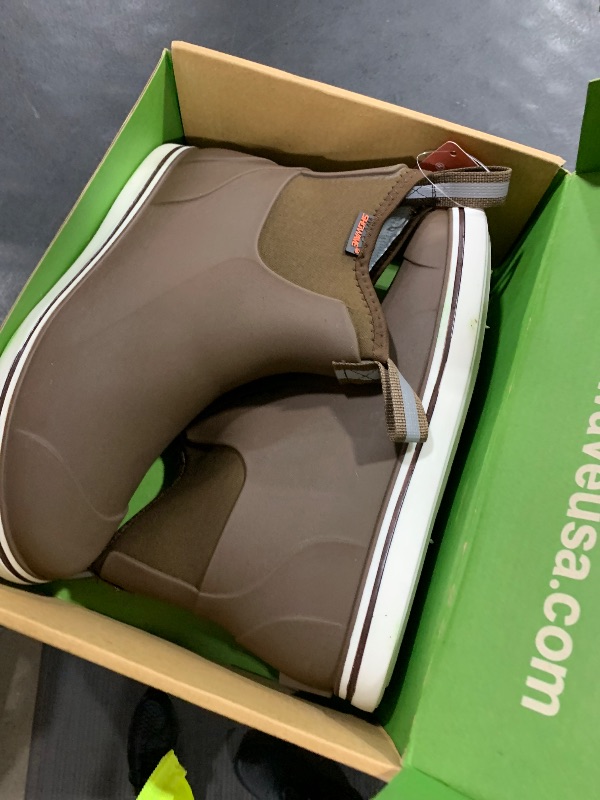 Photo 1 of Showave Men's Deck Boots Waterproof Ankle Rubber Rain Boots for Boating Sailing Fishing, Size 8,Brown