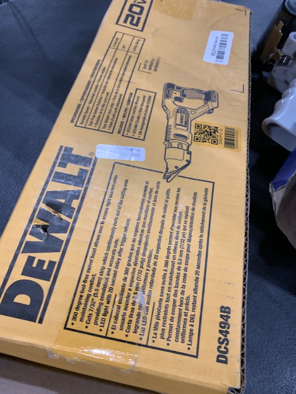 Photo 1 of DEWALT 20V MAX Metal Shear/Cutter, Cordless, 360 Degree Pivoting Head, Cuts 14GA Material, Bare Tool Only (DCS494B)