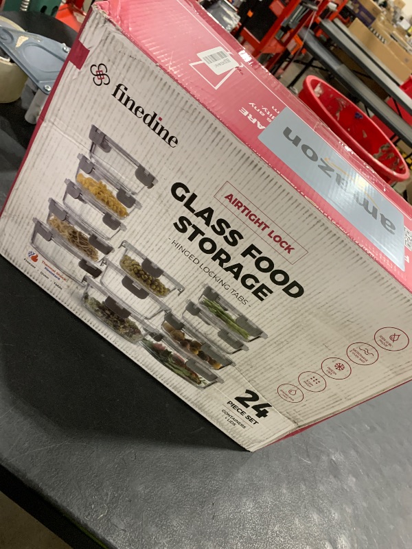 Photo 1 of FineDine Airtight Glass Storage Containers with Hinged Locking Lid BPA Free for Meal Prep/Moving/Freezer/Oven