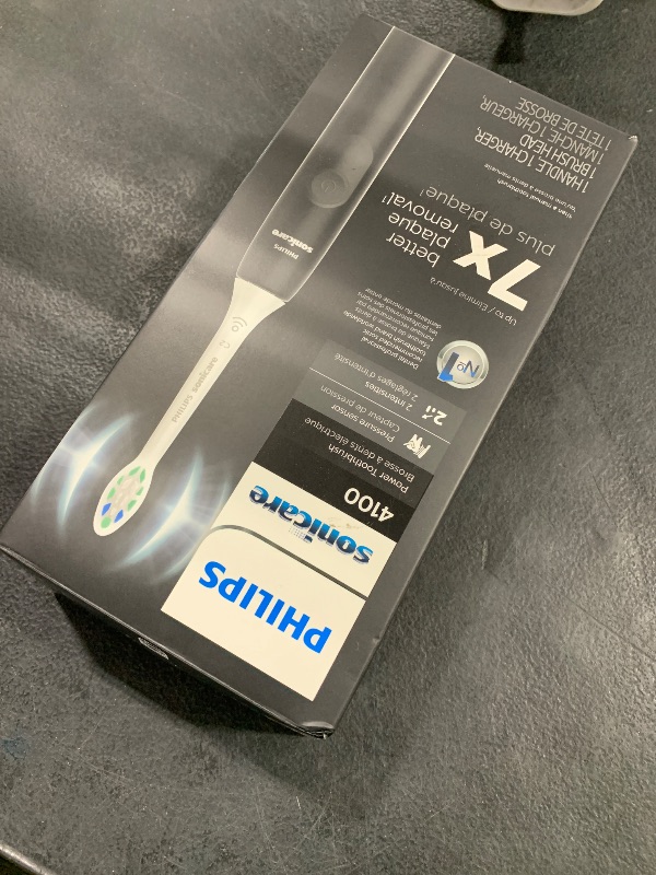 Photo 1 of Philips Sonicare 4100 Rechargeable Electric Toothbrush, with Pressure Sensor, 2 Intensity Settings, SmarTimer and QuadPacer, 14-Day Battery Life, Black, Model HX3681/24