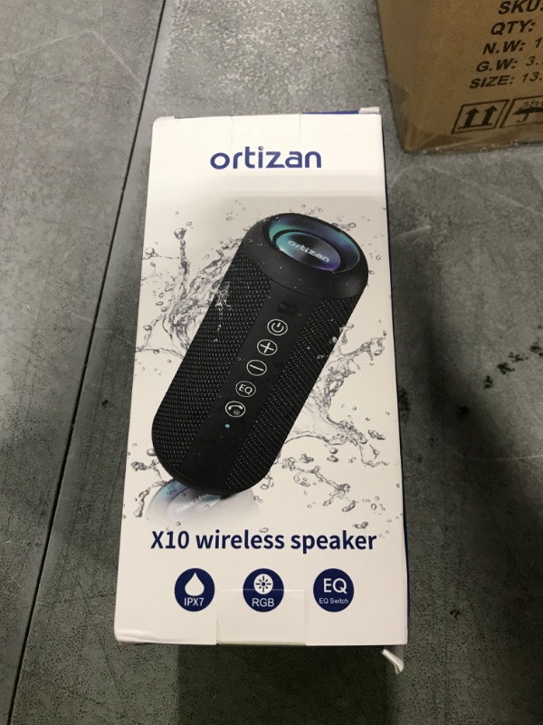 Photo 1 of Ortizan Portable Bluetooth Speaker: IPX7 Waterproof, 24W Loud Sound, Deep Bass, Bluetooth 5.3, LED Lights, Wireless Stereo Pairing, 30H Playtime, for Home/Outdoor/Party/Beach, Birthday Gift (Black)