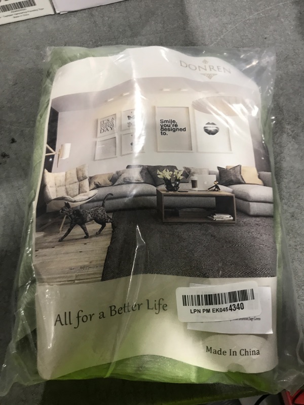Photo 1 of 108 Inches Long Sheer Curtains Grommet 2 Panel Faux Linen Voile Drapes Textured Sheer Curtains for Living Room Bedroom,Sage Green