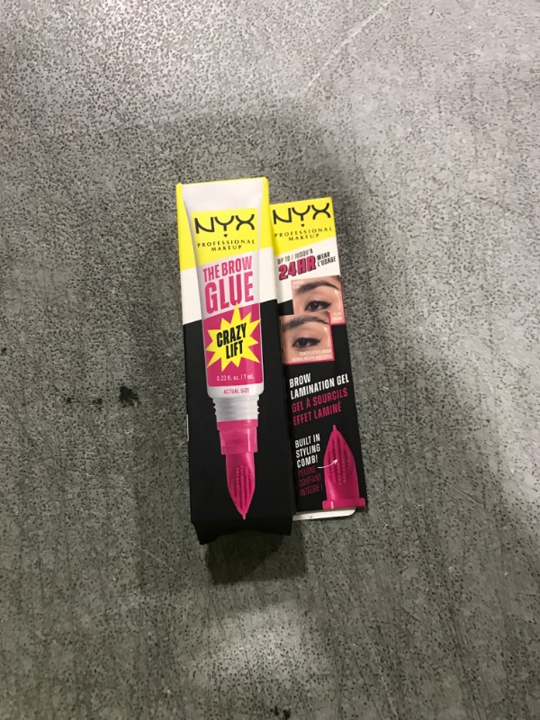 Photo 1 of NYX PROFESSIONAL MAKEUP The Brow Glue Crazy Lift, Brow Lamination Gel with 16HR Strong Hold & Built-In Styling Comb - Clear Eyebrow Gel