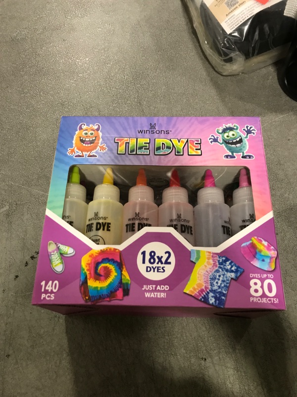 Photo 1 of 18 Colors Tie Dye Kit, Tie Dye Set for Kids, Pre-Filled Tye Dye Bottles, Non Toxic Permanent Fabric Dye Art Set, Easy DIY Fabric Art - Create Fun