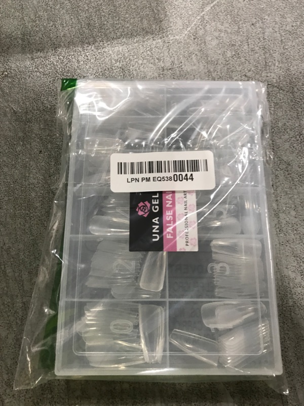 Photo 1 of UNA GELLA Long Coffin Nail Tips: 216pcs Coffin Acrylic Fake Nails Full Cover Gel Nail Tips Press On Nails Clear Tips for Nail Extension DIY Salon 12 Sizes