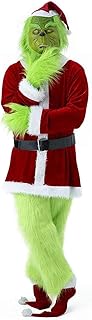 Photo 1 of 7PCS Christmas Green Monster Costume - Adult Santa Claus Outfit Santa Suit Set (Including Mask)M