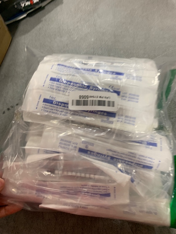 Photo 1 of 150 Pcs 1ml Syringes with Caps Oral Dispenser Individually Sterile Warpped for Medicine Dropper, Colostrum Collect Feeding Pets, Liquid