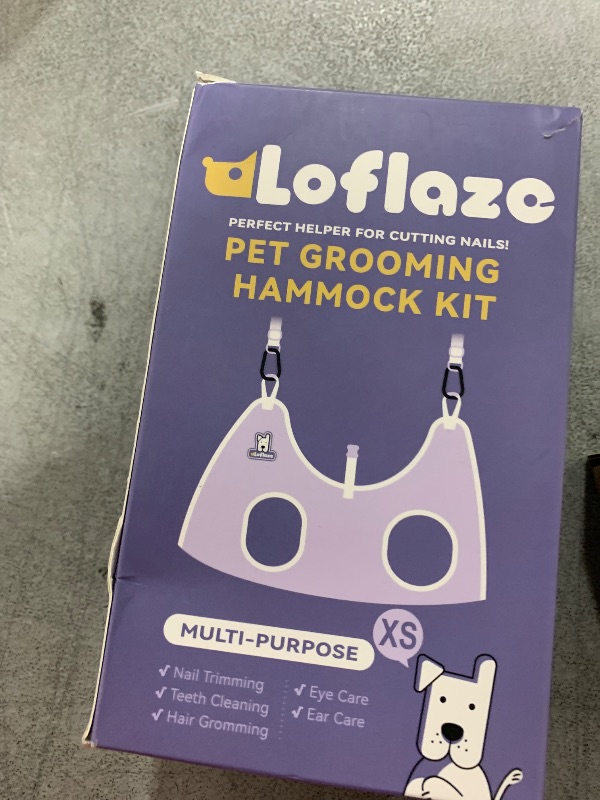 Photo 1 of Loflaze Dog Grooming Hammock Harness for Dogs & Cats with Pet Nail Clipper Trimmer - Cat Hanger Sling for Trimming Clipping Nails- Dog Hammock Restraint Bag for Small Medium Large pet ? Purple XS?