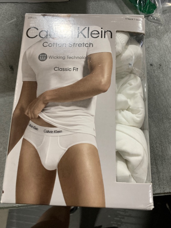 Photo 1 of Calvin Klein Men's Cotton Stretch Undershirt Packs, 3 White-Vneck, Large