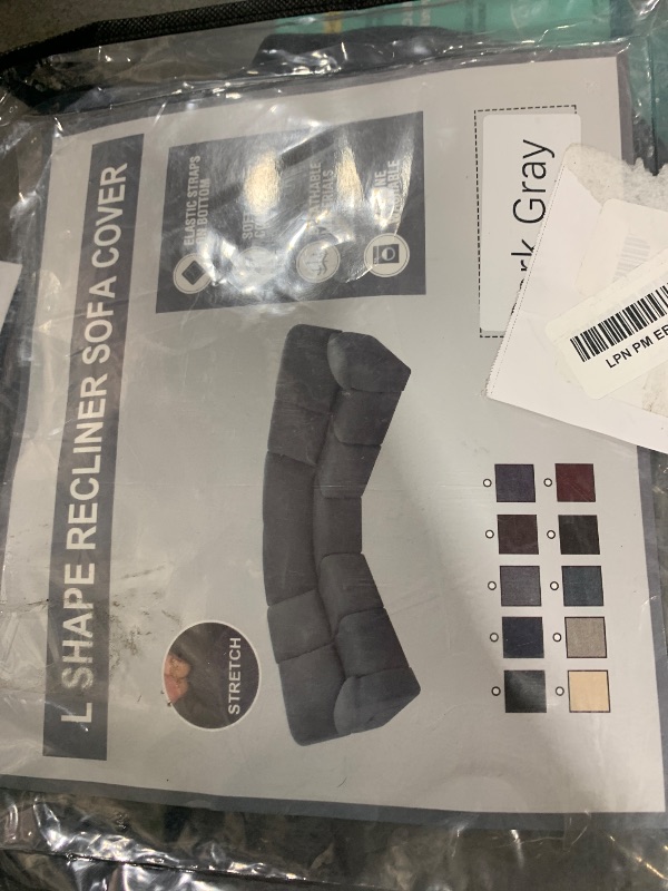 Photo 1 of Peryiter 7 Pcs L Shape Sectional Recliner Sofa Covers 5 Seat Sectional Couch Covers Milk Silk Velvet Stretch Reclining Sofa Slipcover Furniture Protector for Living Room(Dark Gray,Milk Silk)