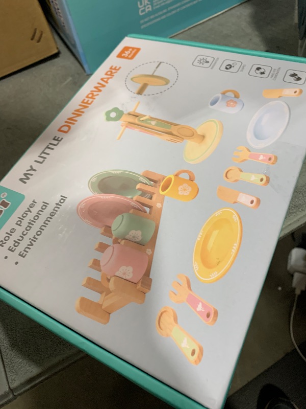 Photo 1 of 20 PCS Kitchen Playset with Wooden Toy Plates and Dishes, Montessori Kitchen Toys for Girls and Boys, Wooden Play Kitchen Accessories for Kids Toddlers Aged 3 and up