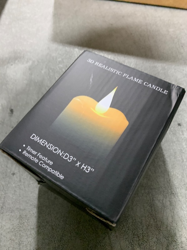 Photo 1 of TECHLONG Flameless Candles Battery Operated with Timer, 3D Moving Flame Flickering, Last 600+ Hours Battery Candles, 3" x 3" Ivory Real Wax Electric LED Candle for Wedding Party Decorations
