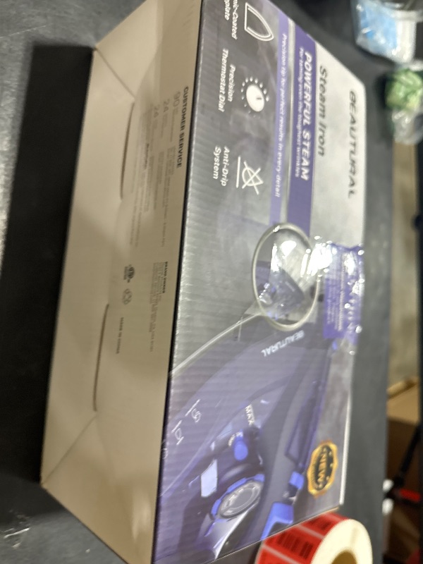Photo 1 of BEAUTURAL Steam Iron for Clothes with Precision Thermostat Dial, Ceramic Coated Soleplate, 3-Way Auto-Off, Self-Cleaning, Anti-Calcium, Anti-Drip Blue