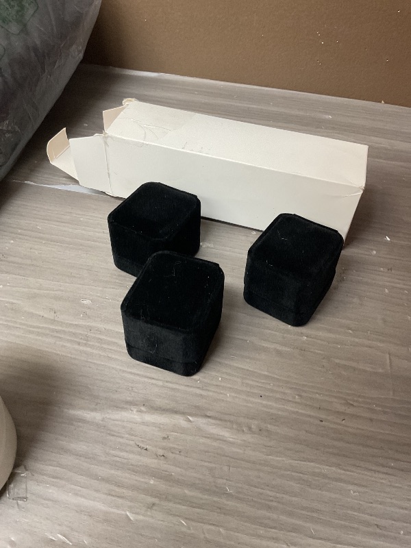 Photo 1 of LETURE 4 Pieces Velvet Ring Gift Boxes Set, Earring Pendant Jewelry Case, Jewellry Display Box for Wedding, Engagement,Proposal, Birthday and Anniversary (4pcs Black)
