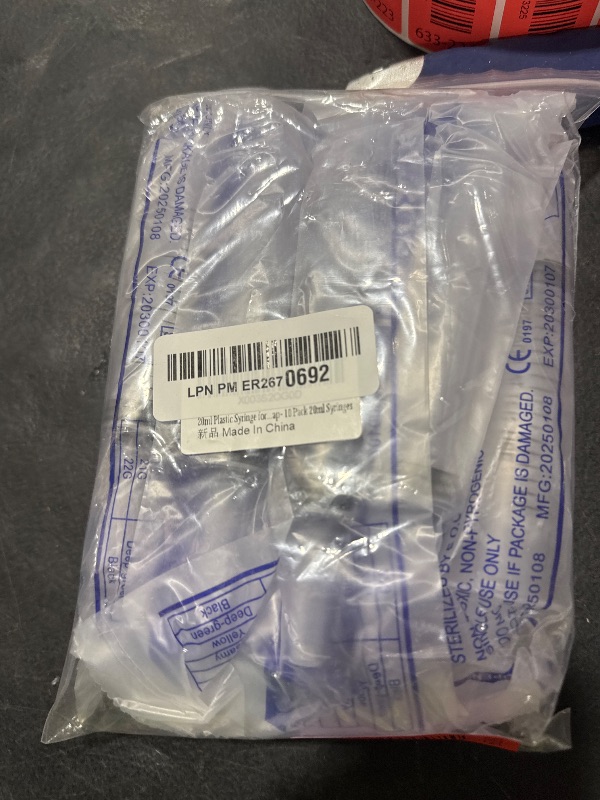 Photo 1 of 20ml Plastic Syringe for Liquids, Oral, Scientific Labs, Measuring, Dispensing, with Cap- 10 Pack 20ml Syringes