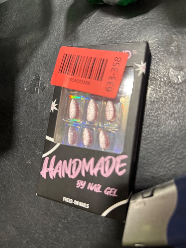 Photo 1 of GLAMERMAID Pink Magnet Cat Eyes Press on Nails Short Almond, Handmade Jelly Gel Fake Nail Kits, Ombre Glitter Magnetic Glue on Nail Stiletto, Aurora Medium Oval Stick on False Nail Set for Women
