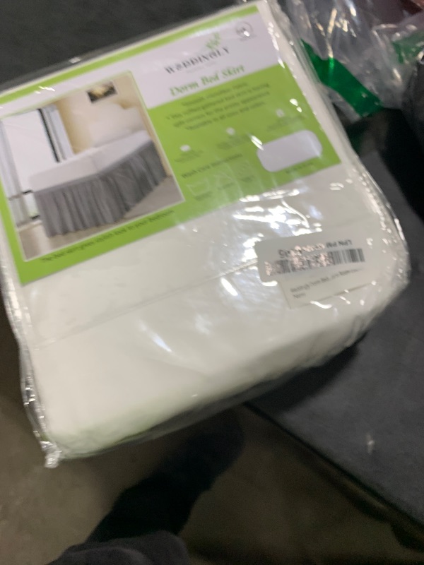 Photo 1 of Weddingly Dorm Bed Skirt for Twin XL Bed|White Color|42 Inch Drop|100% Clean Microfiber|110 GSM for Maximum Opaqueness|Wrap Around Style|Classic and Stylish Dorm Room Essential