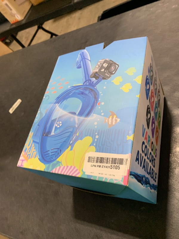 Photo 1 of QingSong Kids Snorkel Mask Full Face, Snorkeling Set with Camera Mount, 180 Degree Panoramic View Snorkeling Gear Anti-Fog Anti-Leak