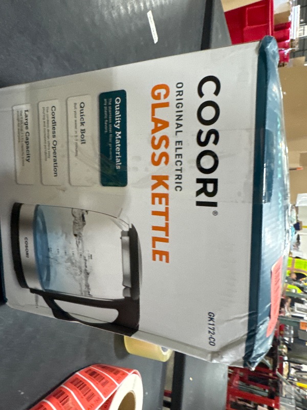 Photo 1 of Cosori Electric Kettle, No Plastic Filter & Spout, 1.7L Tea Kettle & Hot Water Boiler For Coffee & Tea, Water Heater & Teapot, Automatic Shut Off, Borosilicate glass, Black, 1500W