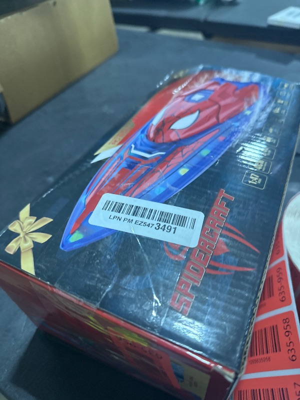 Photo 1 of Fullware Spider Hero RC Boat, 2.4GHz Remote Control Boat with LED Lights for Kids, Pool Toy with 2 Rechargeable Batteries, Spray Function, and Low Battery Alarm for Boys & Girls
