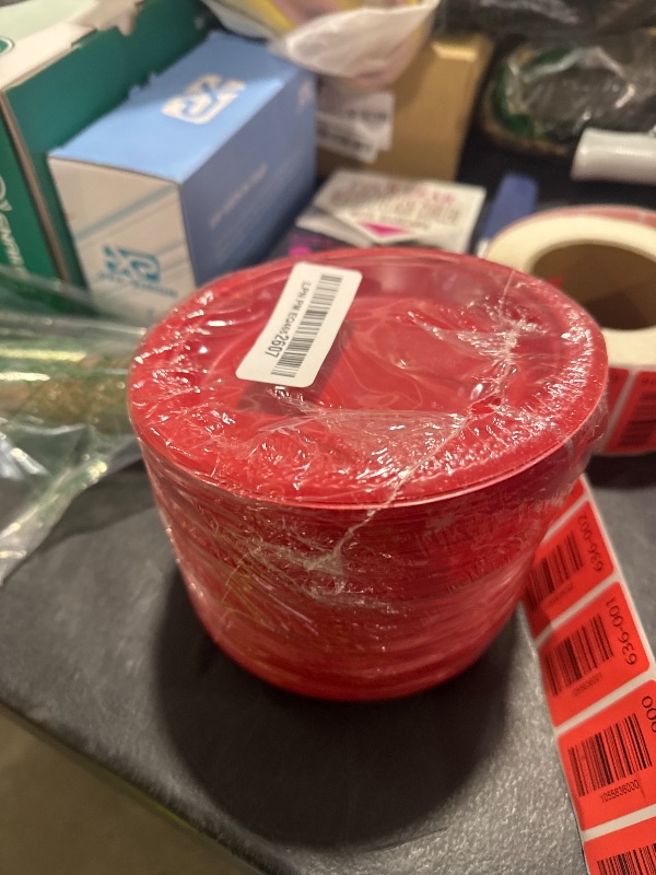 Photo 1 of Mimorou 200 Pcs Red Plates Plastic 6 Inch Red Round Disposable for All Occasions Cake Plates Bulk for Special Events Wedding Birthday Travel Appetizer Party Supplies