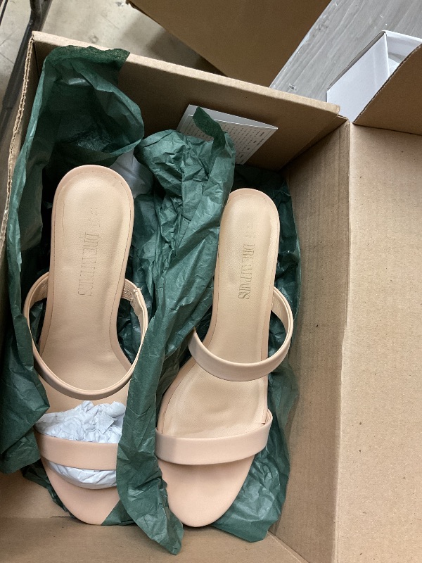 Photo 1 of DREAM PAIRS Women's Two Strap Open Toe Low Block Chunky Heels Sandals Dress Pumps Shoes,Size 11,Nude-Nubuck,DHS213-1