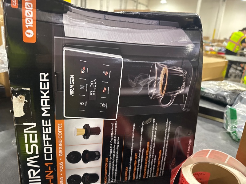 Photo 1 of AIRMSEN Grind & Brew Coffee Maker with Grinder - Single Serve Machine Compatible with K-Cup Pods & Ground Coffee, 1000W Fast 6-14oz Brewer, Descaling Alert, Touchscreen & 50oz Removable Tank