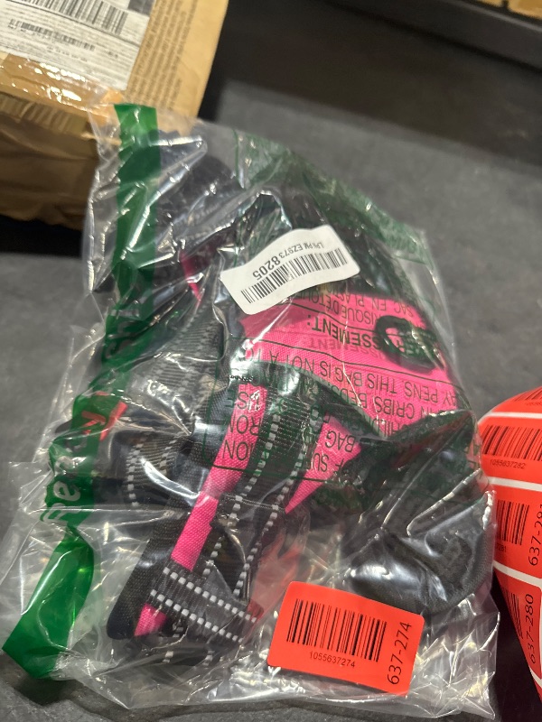 Photo 1 of PHOEPET Reflective Dog Harness Large Breed Adjustable No Pull Vest with Handle 2 Metal Rings 3 Buckles [Easy to Put on & Take Off](L, Pink)