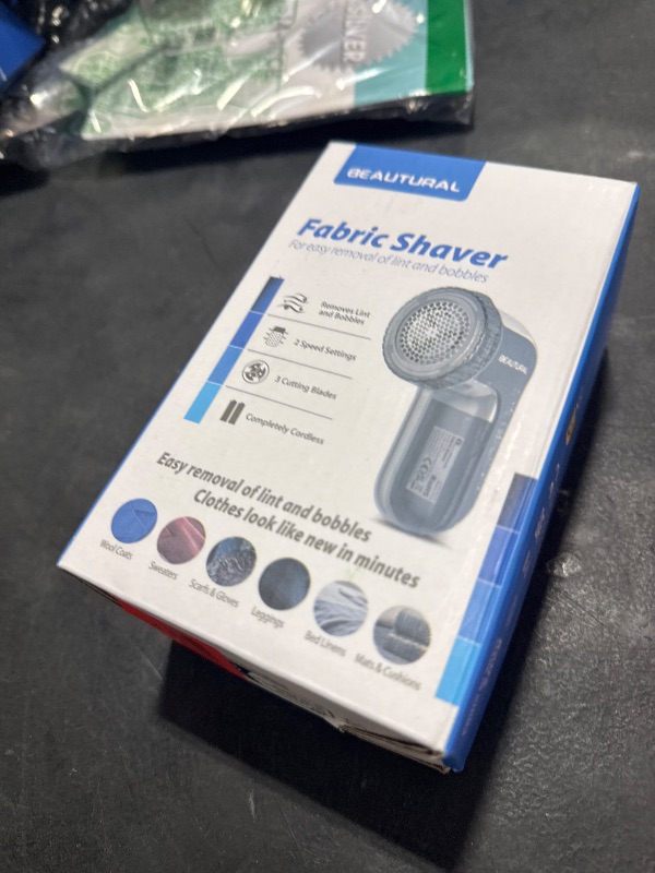 Photo 1 of BEAUTURAL Fabric Shaver and Lint Remover, Sweater Defuzzer with 2-Speeds, 2 Replaceable Stainless Steel Blades, Battery Operated, Remove Clothes Fuzz, Lint Balls, Pills, Bobbles Gray