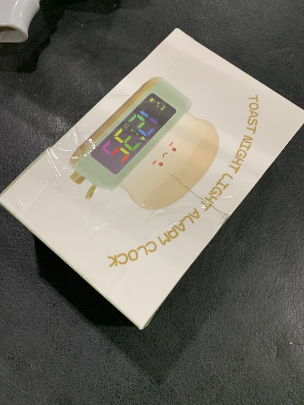 Photo 1 of Alarm Clock for Kids, Toast Night Light Alarm Clock Battery Operated, 5 Alarm Tones, Nap Timer, Dual Alarm, Dimmer, Bedside Clock with Toast Lamp, Gifts for Kids Teens Boys Girls Toddler Room Decor