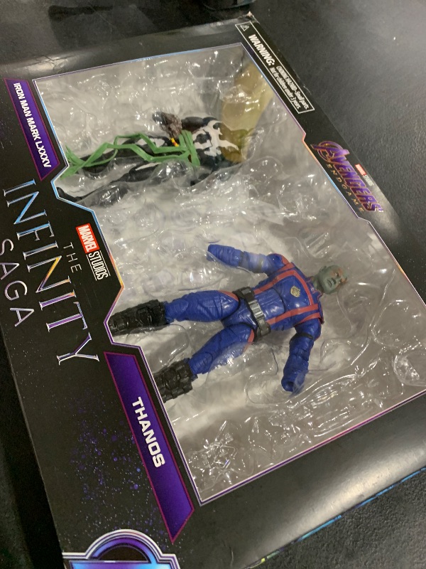 Photo 1 of Marvel Hasbro Legends Series 6-inch Scale Action Figure 2-Pack Toy Iron Man Mark 85 vs. Thanos, Infinity Saga Character, Premium Design, 2 Figures and 8 Accessories