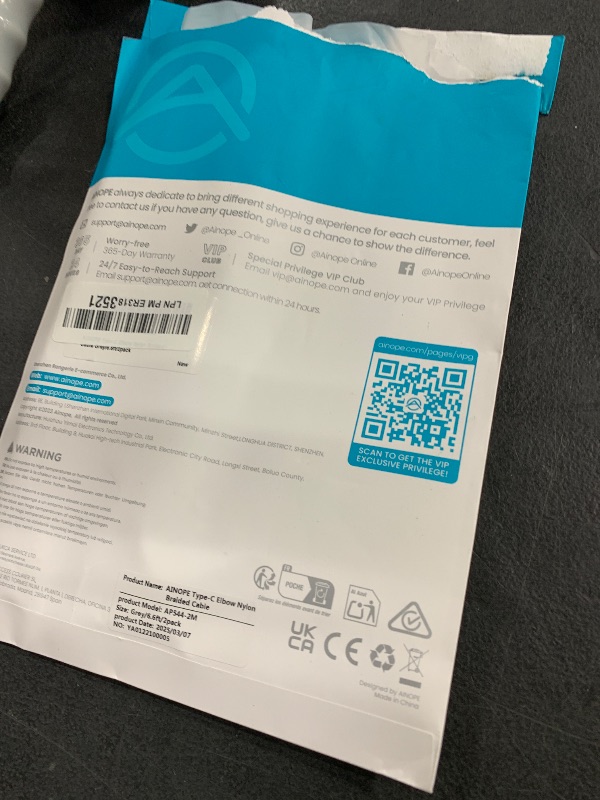 Photo 1 of AINOPE USB C Cable [2-Pack, 6.6ft] 3.1A Type C Charger Fast Charging, Right Angle USB to USB C Cable Braided USBC Charger for Galaxy S10+ S10 S9, Note 10 9, LG V30, Moto, iPhone 16 15 Cord Type C