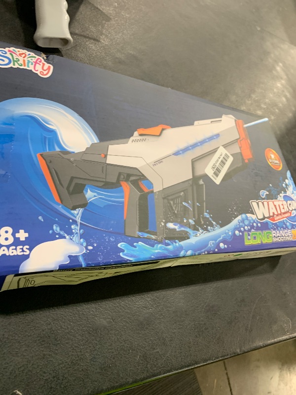 Photo 1 of Skirfy Electric Water Gun for Adult Kids, Outdoor Automatic Water Suction Water Squirt Modular Battery, Larger Water Guns Summer Beach Swimming Pool Backyard Lawn Party Games?Grey?
