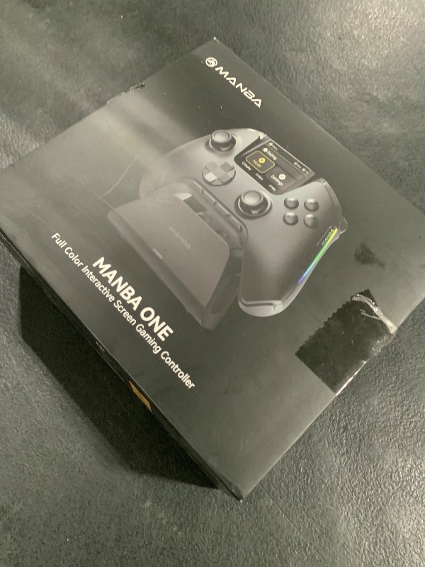 Photo 1 of ManbaOne Interactive Screen Wireless Gaming Controller for PC/Switch/Switch 2/iOS/Android,Hall Effect Stick & Trigger,RGB Lighting,Remappable Buttons,1800mAh with Charging Dock (Black)