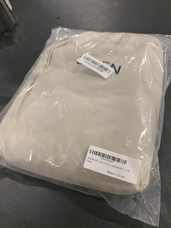 Photo 1 of SONORO KATE 100% French Linen Fitted Sheet (1 Piece) - Stone Washed Natural Linen Mattress Cover, 16 Inch Deep Pocket, Ultra Soft, Breathable, Durable for Hot Sleepers (Natural Linen,Full)