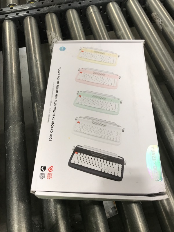 Photo 1 of YUNZII ACTTO B303 Wireless Typewriter Keyboard, Bluetooth Connection, Cute Retro Aesthetic Design with Integrated Stand for Tablet, Phone, PC and Win/Mac/Android (B303, Sweet Mint)