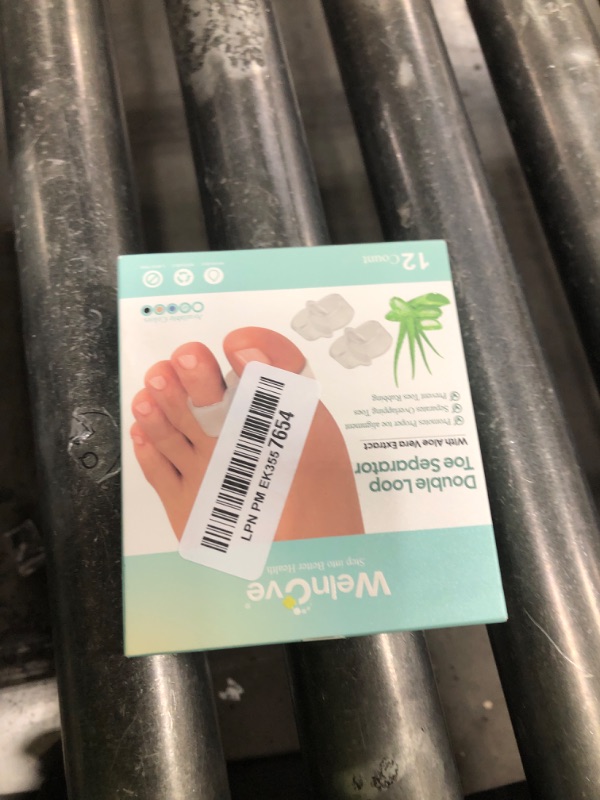 Photo 1 of Welnove Pack of 12 Bunion Corrector, Toe Separators with 2 Loops, Big Toe Spacer Suitable for Bunion and Overlap Toe, Infused Aloe Vera Extract (Clear)
