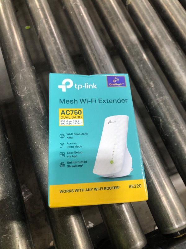 Photo 1 of TP-Link WiFi Extender with Ethernet Port, Dual Band 5GHz/2.4GHz, Up to 44% More Bandwidth Than Single Band, Covers Up to 1200 Sq.ft and 30 Devices, Signal Booster Amplifier Supports OneMesh(RE220)