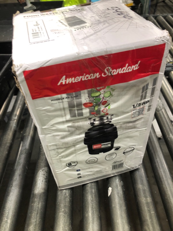 Photo 1 of American Standard 10-US-AS-5-HD Garbage Disposal Anti-Jam Stainless Steel Food Waste Grinding System, Heavy Duty, 1/2 HP, Black