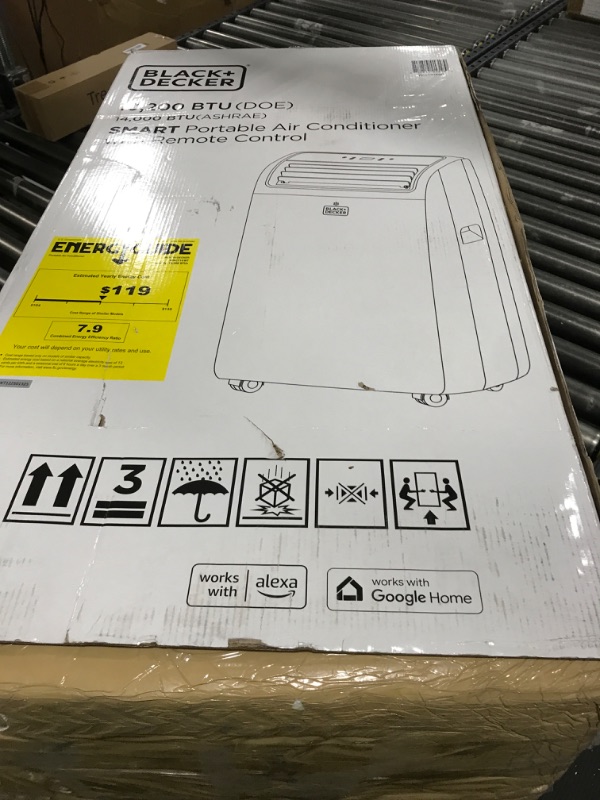 Photo 1 of BLACK+DECKER Smart Portable Air Conditioner, 14,000 BTU (10,200 BTU SACC) for Rooms up to 700 Sq. Ft., Smart Portable AC with Follow Me Remote and Window Kit, BPACT14WT, White