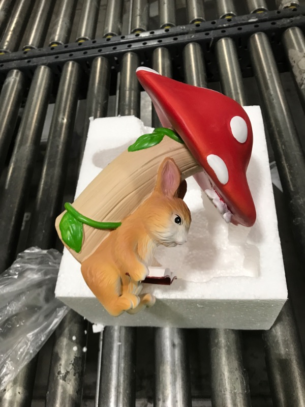 Photo 1 of SOLAR GARDEN STATUE 
BUNNY RELAXING ON MUSHROOM