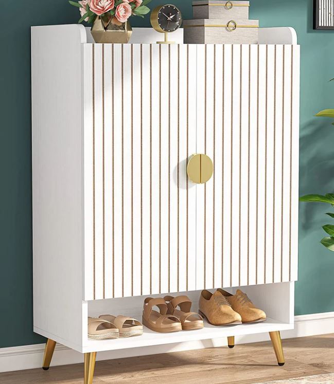 Photo 1 of Shoe Organizer with Doors, Shoe Storage Cabinet with Adjustable Shelves for Entryway, 7-Tier Entryway Shoe Rack Storage for Hallway, Closet, Living Room
