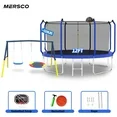 Photo 1 of Mersco 12FT Trampoline with Enclosure Net,Swing Set, Outdoor Trampoline with Basketball Hoop for Kid,1320 LBS Trampoline with Swing Set for Backyard,Birthday & Holiday Gifts for Kids,Blue
