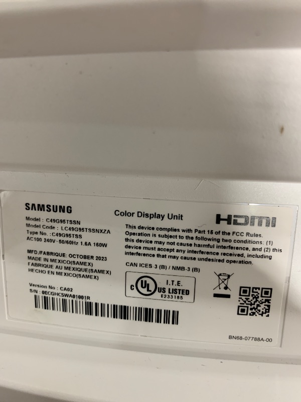 Photo 1 of SAMSUNG 49” Odyssey G9 Gaming Monitor, 1000R Curved Screen, QLED, Dual QHD Display, 240Hz, NVIDIA G-SYNC and FreeSync Premium Pro, LC49G95TSSNXZA, Black