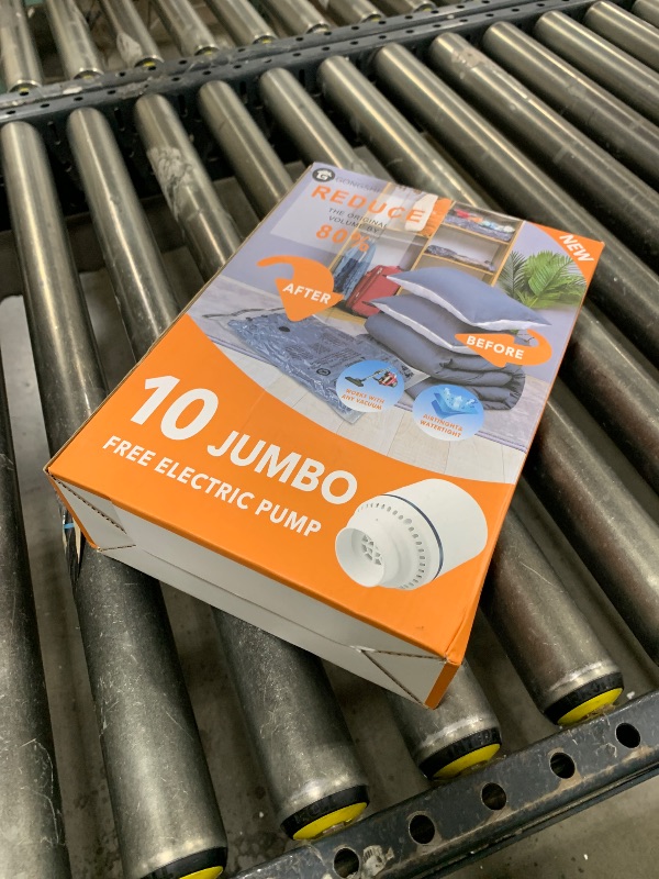 Photo 1 of 10 Jumbo Vacuum Storage Bags with Electric Pump,Plastic Packaging Bags, Space Saver Bag for Clothes, Mattress, Blanket, Duvets, Pillows, Comforters, Travel