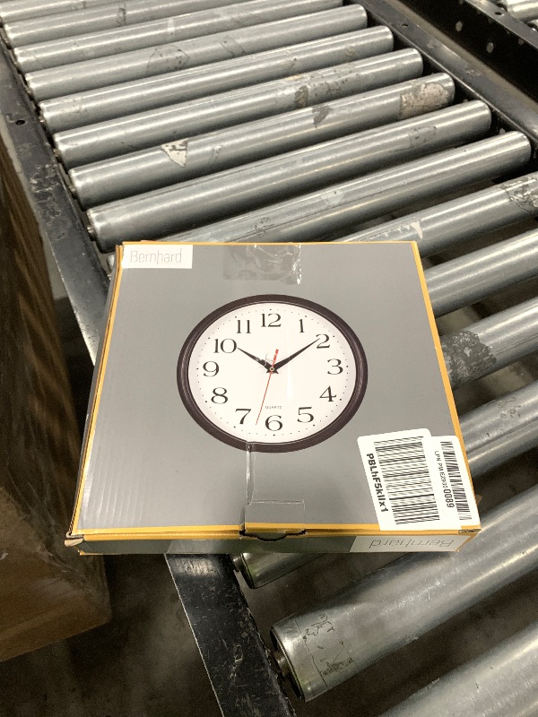 Photo 1 of Bernhard Products Black Wall Clock Silent Non Ticking 10 Inch Quality Quartz Battery Operated Round Easy to Read Home/Office/Kitchen/Classroom/School Clock Sweep Movement