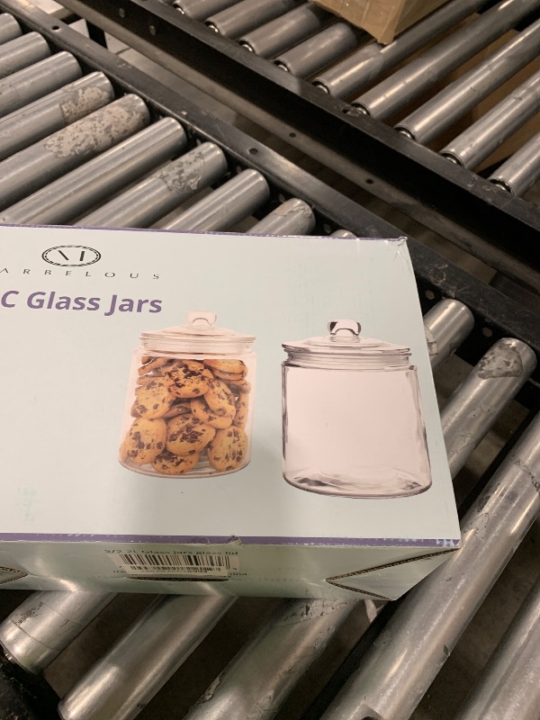 Photo 1 of Set of 2 Glass Jar with Lid (2 Liter) | Airtight Glass Storage Cookie Jar for Flour, Pasta, Candy, Dog Treats, Snacks & More | Glass Organization Canisters for Kitchen & Pantry | 68 Ounces