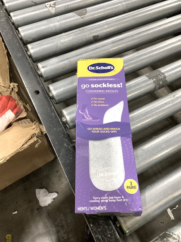 Photo 1 of Dr Scholl’s Go Sockless! Cushioning Insoles for Women Men Unisex, 3 Pairs, Trim to Fit - Absorbs Moisture to Keep Feet Dry, Shoe Inserts for Women Men with Plush Terry Cloth Layer for Added Comfort