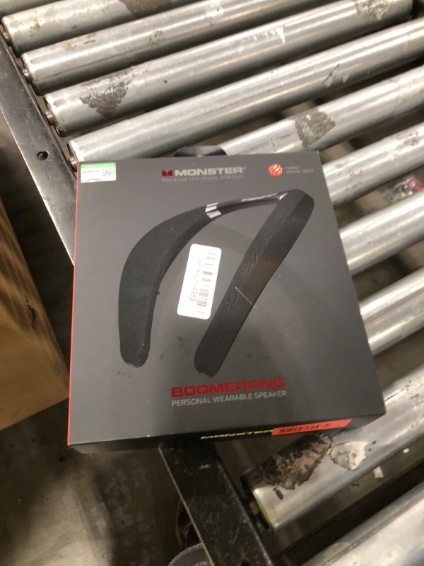 Photo 1 of Monster Boomerang Neckband Bluetooth Speaker, Neck Speaker Bluetooth Wireless, 12H Playtime, True 3D Stereo Sound, Portable Soundwear, IPX7 Waterproof, for Home Sport Outdoor